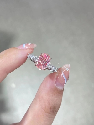 2.5ct Fancy Pink Lab Created Diamond Anelli di Fidanzamento 18K Oro Bianco Anello Nuziale