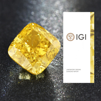 Il laboratorio sciolto sintetico di HPHT ha creato Diamond Cushion Cut giallo vivo operato 3.51ct