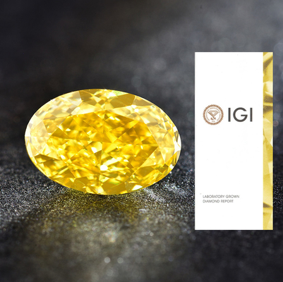 Diamanti gialli creati in laboratorio 1.00ct giallo vivace e elegante VS1 forma ovale HPHT