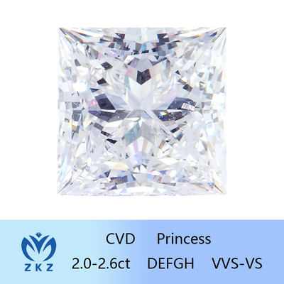 IGI certificato Princess Cut Lab Diamond Come coltivato CVD Diamante sintetico 2ct-2.6ct Vendita diretta in fabbrica