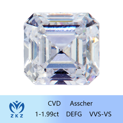Forma quadrata sintetica 1ct Range CVD Asscher Cut Lab Cresciuto Diamante incolore