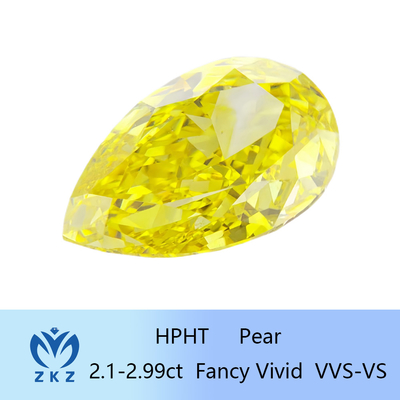 10 Mohs Loose Pear Cut Lab Creato Giallo Diamante da 2,1 a 2,99 carati