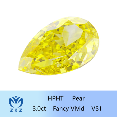 Il laboratorio sciolto di HPHT ha creato il taglio vivo operato giallo IGI VS1 della pera del diamante 3.0ct