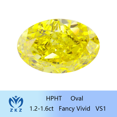 Oval Cut HPHT Laboratorio Creato Diamante Giallo 1.2ct-1.6ct Certificato IGI