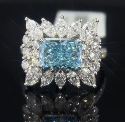 2.20ct Anello di diamanti di laboratorio blu con ambientazione di stile per occasioni speciali
