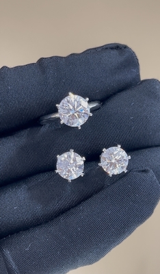 Classic T Six Prongs Laboratorio cresciuto anello di diamante orecchini di fabbrica personalizzazione impegno